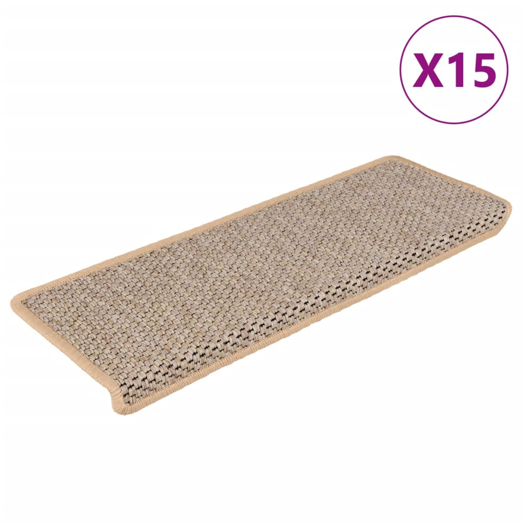 vidaXL Samolepicí nášlapy na schody sisal 15ks 65x21x4cm světle béžové