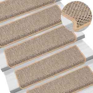 Samolepicí nášlapy na schody sisal 15ks 65x21x4cm světle béžové - obrázek 6