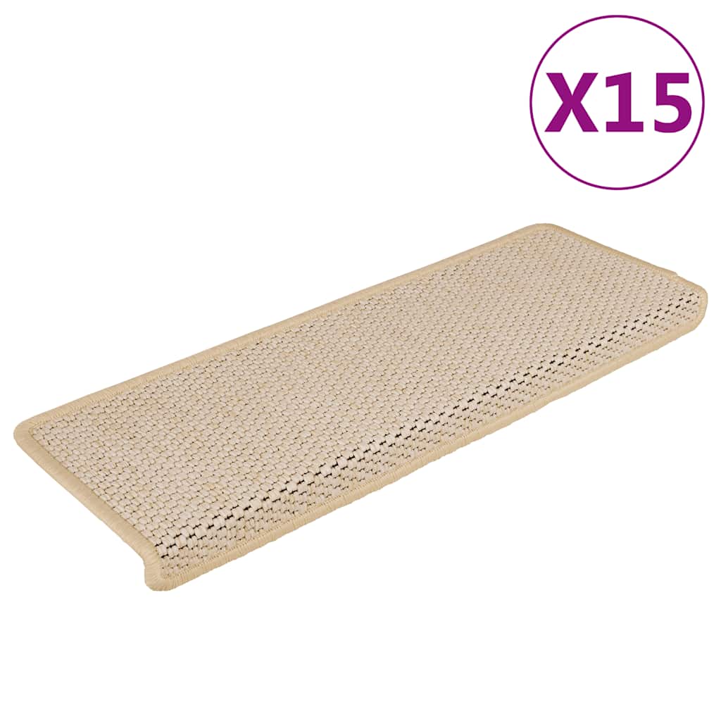 vidaXL Samolepící nášlapy na schody vzhled sisal 15 ks 65x21x4 cm