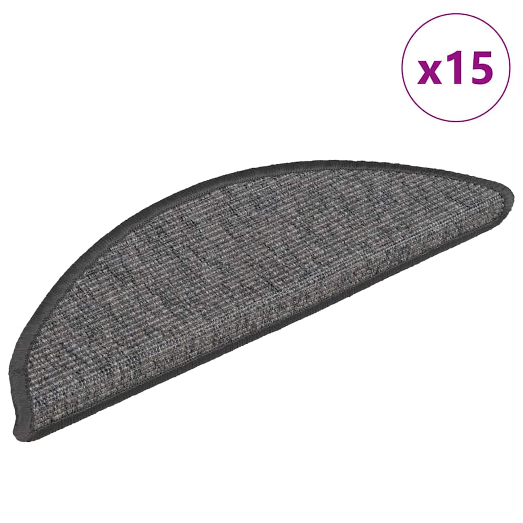 vidaXL Schodov&eacute; rohože 15 ks 56x17x3 cm b&eacute;žovo-siv&eacute; polkruhov&eacute;