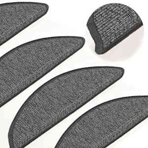 Stopniščne preproge 15 kosov 56x17x3 cm bež in sive polkrožne