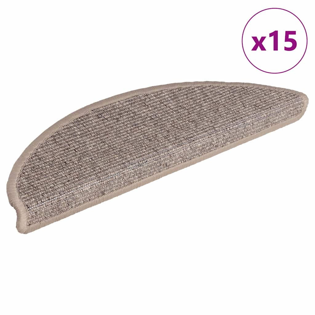vidaXL Stufenmatten 15 Stk. 56x17x3 cm Dunkelbeige Halbrund
