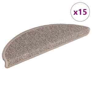 Schodové rohože 15 ks 56 x 17 x 3 cm tmavě béžové, půlkulaté - obrázek 1