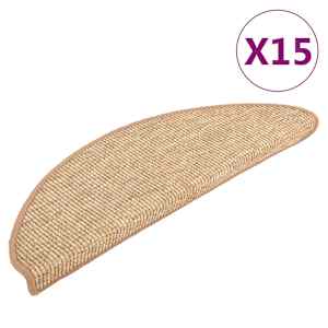 Schodové rohože 15 ks 56 x 17 x 3 cm světle hnědé půlkulaté - obrázek 2