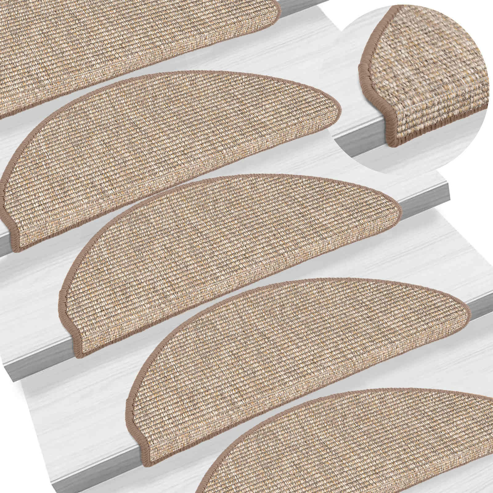 vidaXL Stufenmatten 15 Stk. 56x17x3 cm Hellbraun Halbrund – Bild 2
