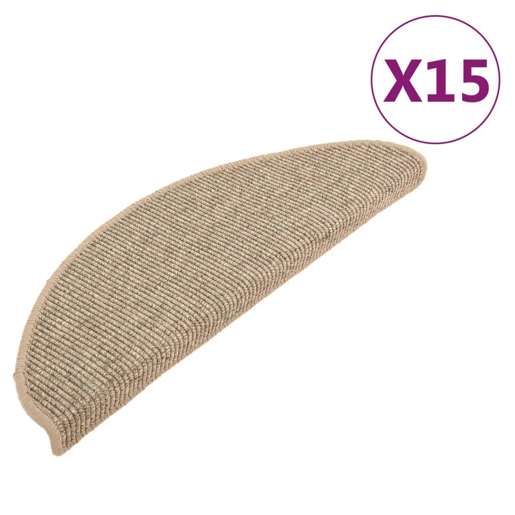 vidaXL Samolepicí nášlapy na schody 15 ks tmavě béžové 65x21x4 cm