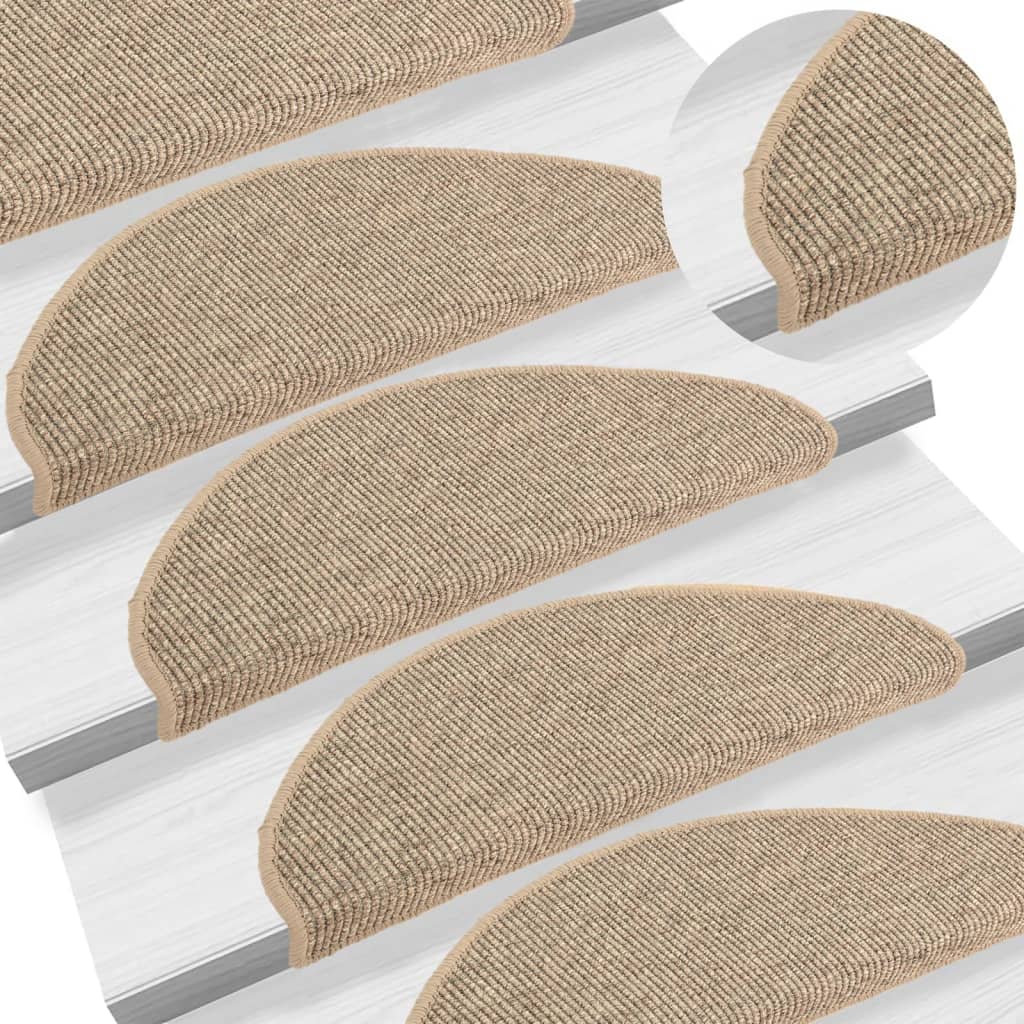 vidaXL Stufenmatten 15 Stk. 65x21x4 cm Dunkelbeige Halbrund Groß