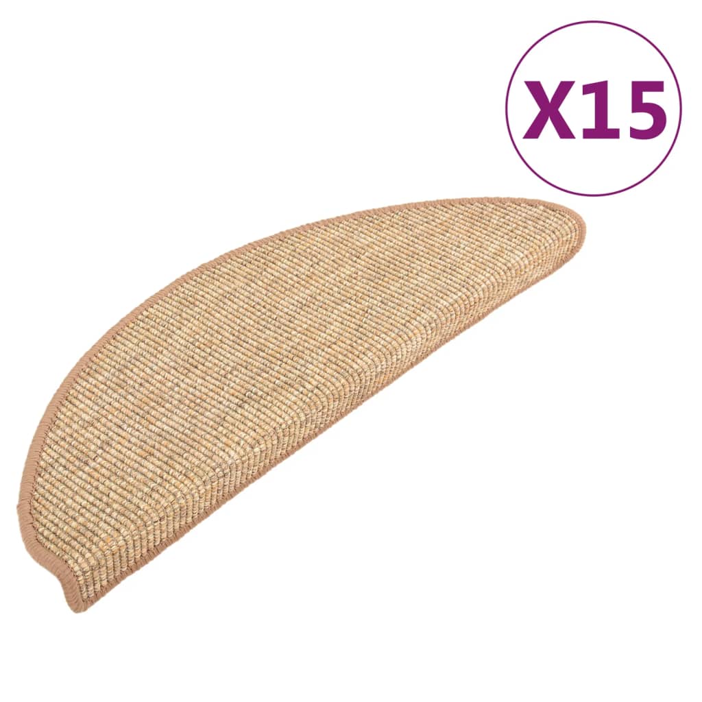 vidaXL Samolepicí nášlapy na schody 15 ks světle hnědé 65x21x4 cm