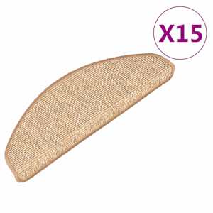 Schodové rohože 15 ks 65 x 21 x 4 cm světle hnědé, půlkulaté, velké - obrázek 2