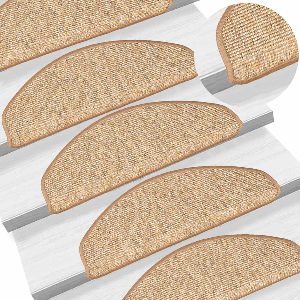 vidaXL Stufenmatten 15 Stk. 65x21x4 cm Hellbraun Halbrund Groß