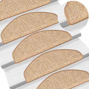 Stopniščne preproge 15 kosov 65x21x4 cm svetlo rjave polkrožne velike