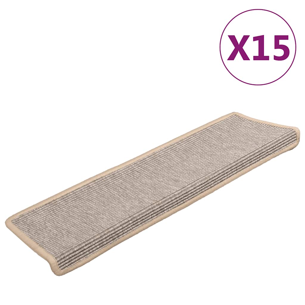 vidaXL Schodové rohože 15 ks 65 x 21 x 4 cm stříbrné s obdélníkovým okrajem