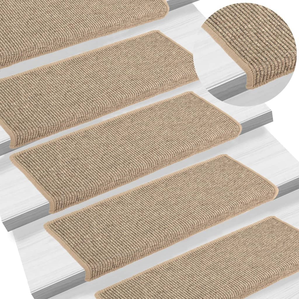 vidaXL Stufenmatten 15 Stk. 65x21x4 cm Dunkelbeige Rechteckiger Rand