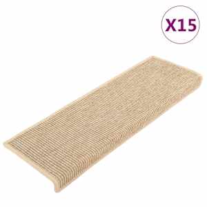 Schodové rohože 15 ks 65 x 21 x 4 cm světle béžové s obdélníkovým okrajem - obrázek 2
