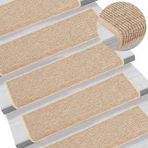 Stopniščne preproge 15 kosov 65x21x4 cm svetlo bež pravokotni rob