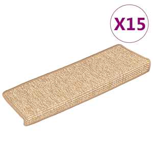 Schodové rohože 15 ks 65 x 21 x 4 cm světle hnědé s obdélníkovým okrajem - obrázek 2