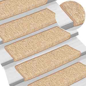 Stopniščne preproge 15 kosov 65x21x4 cm svetlo rjave pravokotne robove