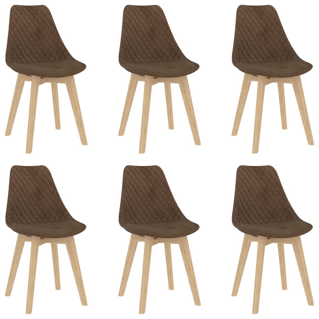 Krzesła stołowe, 6 szt., brązowe, obite aksamitem