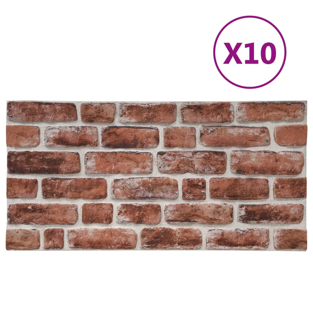 vidaXL 10 db EPS 3D fali panel sötétbarna téglamintával