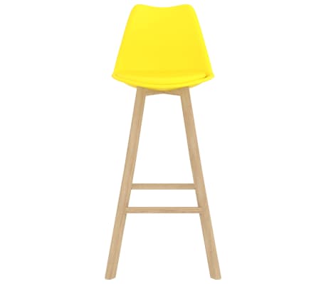 vidaXL bāra krēsli, 4 gab., dzelteni, PP un dižskābarža masīvkoks
