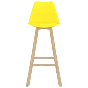 vidaXL Baro taburetės, 4vnt., geltonos, PP ir bukmedžio masyvas