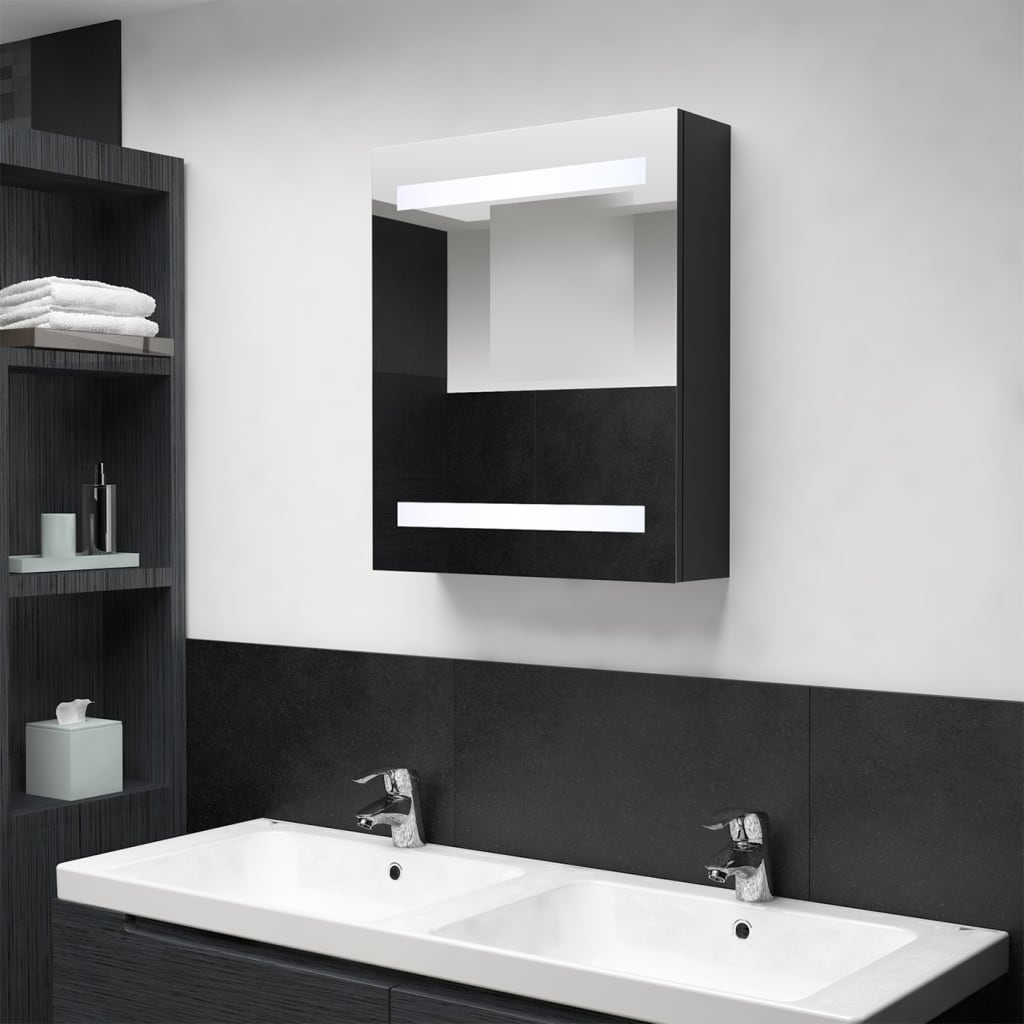 vidaXL Badkamerkast met spiegel en LED 50x14x60 cm zwart