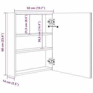 LED koupelnová skříňka se zrcadlem šedá 50 x 14 x 60 cm - obrázek 8