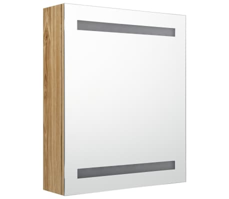 vidaXL Armoire de salle de bain à miroir LED chêne 50x14x60 cm