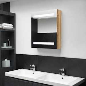 LED koupelnová skříňka se zrcadlem dub 50 x 14 x 60 cm - obrázek 1