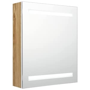 LED koupelnová skříňka se zrcadlem bílá a dub 50 x 14 x 60 cm - obrázek 2