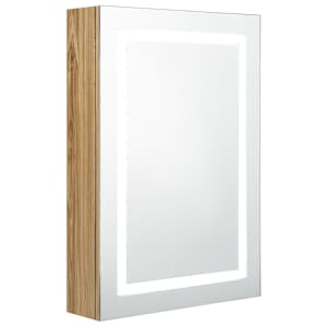 vidaXL LED vannitoa peegelkapp, tamm, 50 x 13 x 70 cm