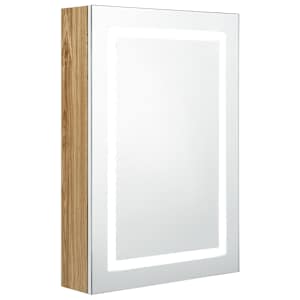 LED koupelnová skříňka se zrcadlem bílá a dub 50 x 13 x 70 cm - obrázek 2