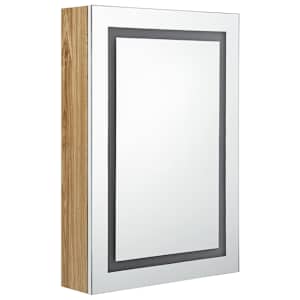 LED koupelnová skříňka se zrcadlem bílá a dub 50 x 13 x 70 cm - obrázek 3