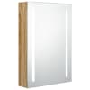 vidaXL LED vannitoa peegelkapp, tamm, 50 x 13 x 70 cm