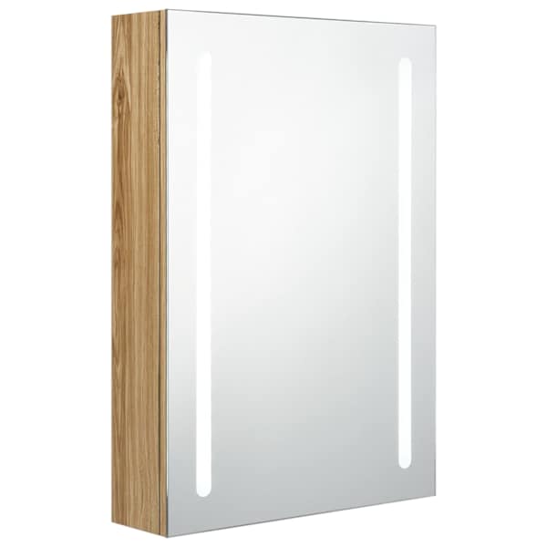 vidaXL LED vannitoa peegelkapp, tamm, 50 x 13 x 70 cm