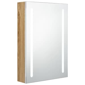 vidaXL LED vannitoa peegelkapp, valge ja tamm, 50 x 13 x 70 cm