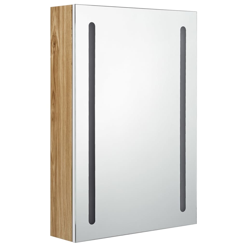 

vidaXL Badkamerkast met spiegel en LED 50x13x70 cm wit en eikenkleurig