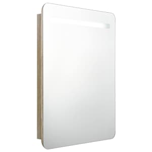 vidaXL LED-idega vannitoa peegelkapp, tamm, 60 x 11 x 80 cm