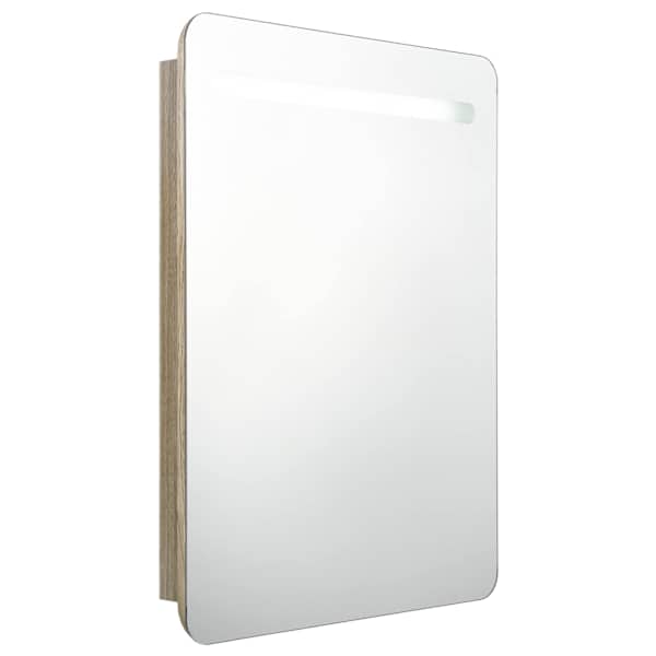 vidaXL LED-idega vannitoa peegelkapp, tamm, 60 x 11 x 80 cm