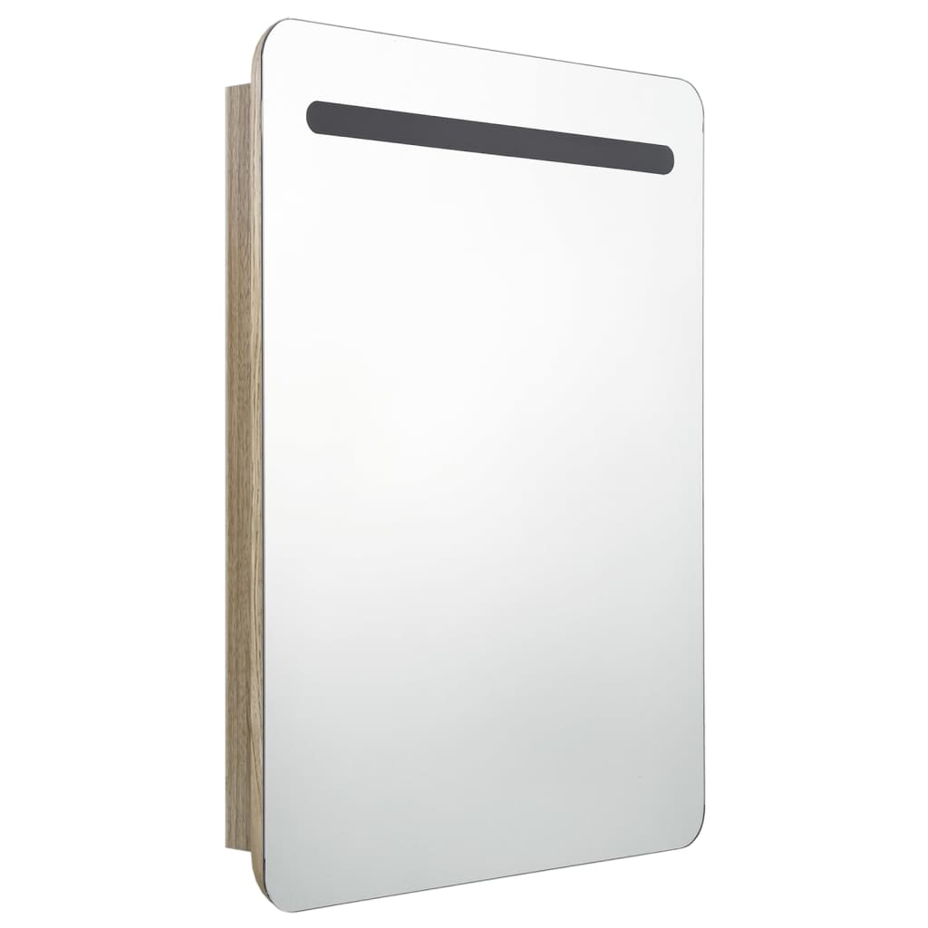 

vidaXL Badkamerkast met spiegel en LED 60x11x80 cm eikenkleurig