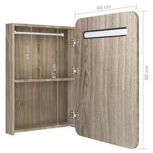 LED koupelnová skříňka se zrcadlem dub 60 x 11 x 80 cm - obrázek 7