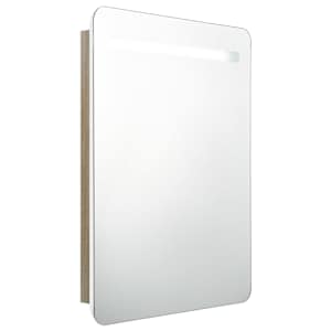 LED koupelnová skříňka se zrcadlem bílá a dub 60 x 11 x 80 cm - obrázek 2