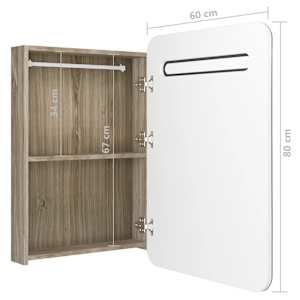 LED koupelnová skříňka se zrcadlem bílá a dub 60 x 11 x 80 cm - obrázek 7