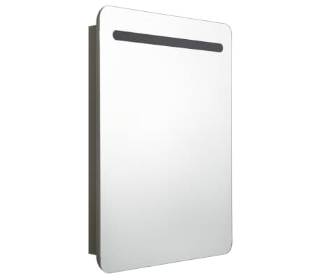 vidaXL LED шкаф с огледало за баня, антрацит, 60x11x80 см