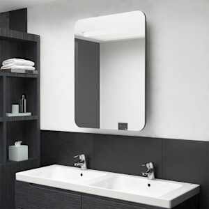 LED kopalniška omarica z ogledalom antracitna 60x11x80 cm
