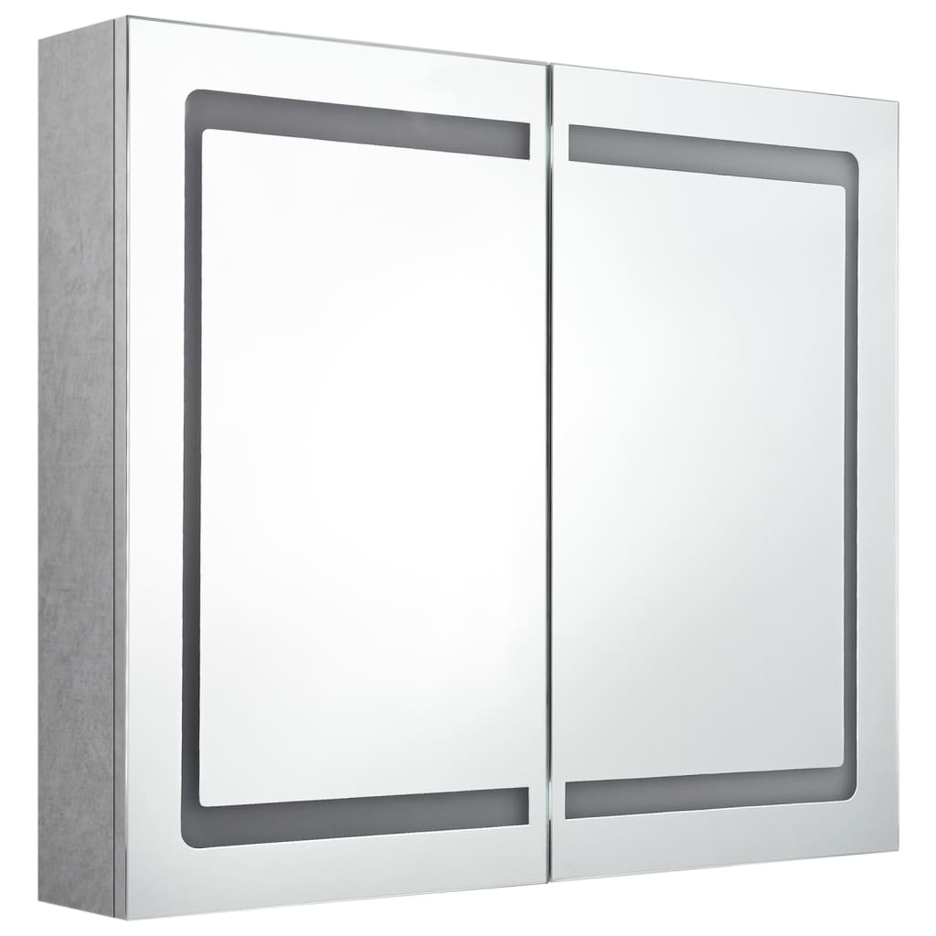 vidaXL Armario de baño con espejo LED gris hormigón 80x12x68 cm
