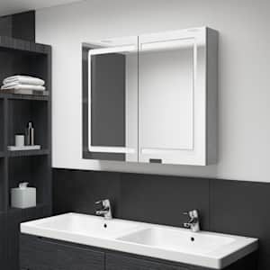 vidaXL LED vannitoa peegelkapp, betoonhall, 80 x 12 x 68 cm