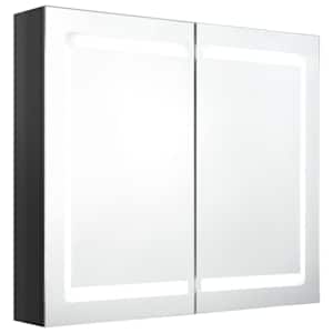 vidaXL LED vannitoa peegelkapp, s&auml;ravmust, 80 x 12 x 68 cm