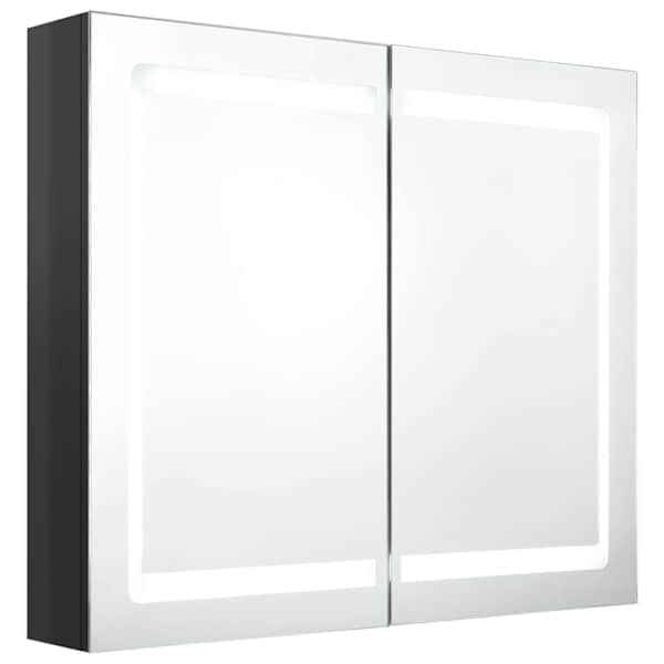 vidaXL LED vannitoa peegelkapp, s&auml;ravmust, 80 x 12 x 68 cm