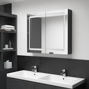 LED koupelnová skříňka se zrcadlem zářivě černá 80 x 12 x 68 cm - obrázek 1